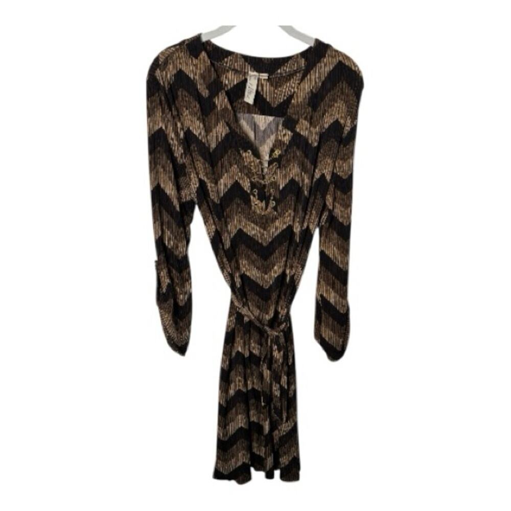 Emma & Michelle Brown Black Zigzag Chain Dress Large